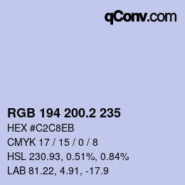 カラーコード: RGB 194 200.2 235 | qconv.com
