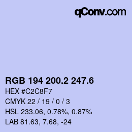カラーコード: RGB 194 200.2 247.6 | qconv.com