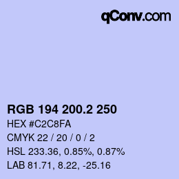 カラーコード: RGB 194 200.2 250 | qconv.com