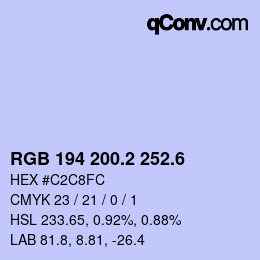 カラーコード: RGB 194 200.2 252.6 | qconv.com