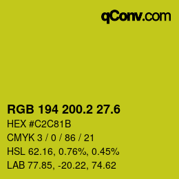 カラーコード: RGB 194 200.2 27.6 | qconv.com
