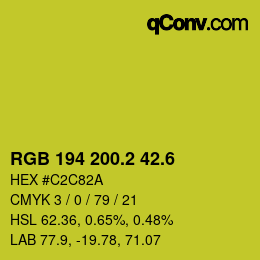 カラーコード: RGB 194 200.2 42.6 | qconv.com