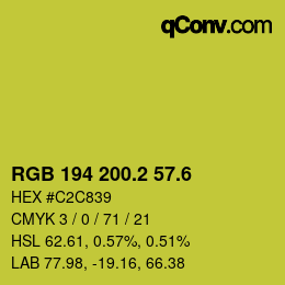 カラーコード: RGB 194 200.2 57.6 | qconv.com