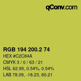 カラーコード: RGB 194 200.2 74 | qconv.com