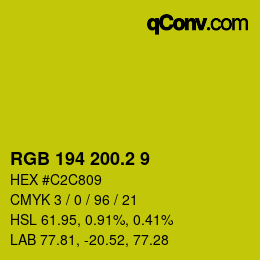 カラーコード: RGB 194 200.2 9 | qconv.com