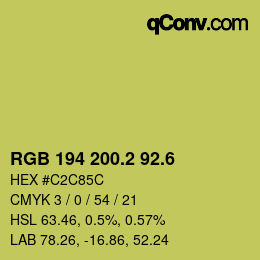 カラーコード: RGB 194 200.2 92.6 | qconv.com