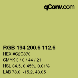 カラーコード: RGB 194 200.6 112.6 | qconv.com