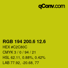 カラーコード: RGB 194 200.6 12.6 | qconv.com