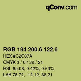 カラーコード: RGB 194 200.6 122.6 | qconv.com