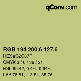 カラーコード: RGB 194 200.6 127.6 | qconv.com