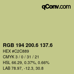 カラーコード: RGB 194 200.6 137.6 | qconv.com