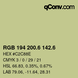 カラーコード: RGB 194 200.6 142.6 | qconv.com