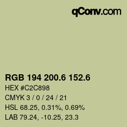 カラーコード: RGB 194 200.6 152.6 | qconv.com