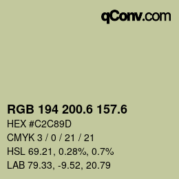 カラーコード: RGB 194 200.6 157.6 | qconv.com