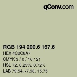 カラーコード: RGB 194 200.6 167.6 | qconv.com