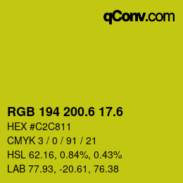カラーコード: RGB 194 200.6 17.6 | qconv.com