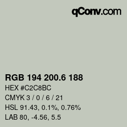 カラーコード: RGB 194 200.6 188 | qconv.com