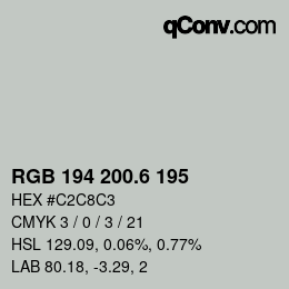 カラーコード: RGB 194 200.6 195 | qconv.com