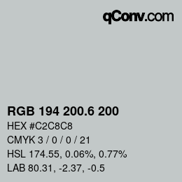 カラーコード: RGB 194 200.6 200 | qconv.com