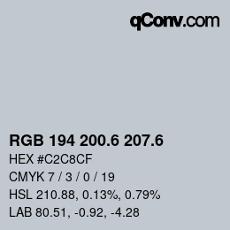 カラーコード: RGB 194 200.6 207.6 | qconv.com