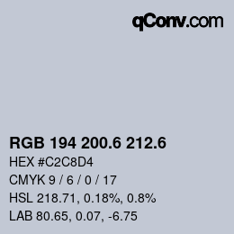 カラーコード: RGB 194 200.6 212.6 | qconv.com