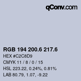 カラーコード: RGB 194 200.6 217.6 | qconv.com