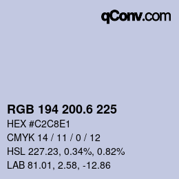 カラーコード: RGB 194 200.6 225 | qconv.com