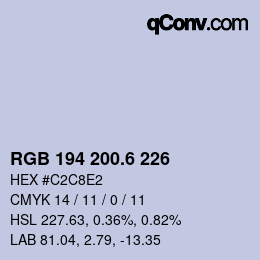 カラーコード: RGB 194 200.6 226 | qconv.com