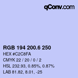 カラーコード: RGB 194 200.6 250 | qconv.com