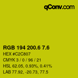 カラーコード: RGB 194 200.6 7.6 | qconv.com