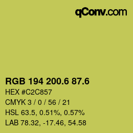 カラーコード: RGB 194 200.6 87.6 | qconv.com