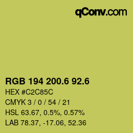 カラーコード: RGB 194 200.6 92.6 | qconv.com