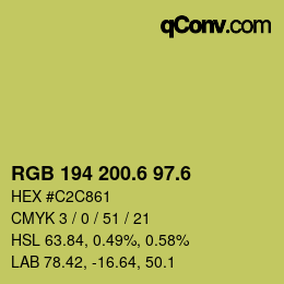 カラーコード: RGB 194 200.6 97.6 | qconv.com