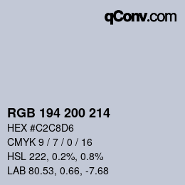 Farbcode: RGB 194 200 214 | qconv.com