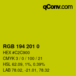 Color code: RGB 194 201 0 | qconv.com