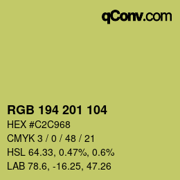 Color code: RGB 194 201 104 | qconv.com