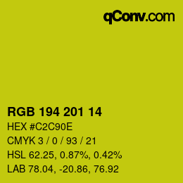 Color code: RGB 194 201 14 | qconv.com
