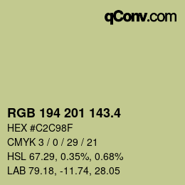 カラーコード: RGB 194 201 143.4 | qconv.com