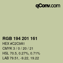 Color code: RGB 194 201 161 | qconv.com