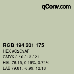 Color code: RGB 194 201 175 | qconv.com