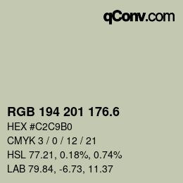 カラーコード: RGB 194 201 176.6 | qconv.com
