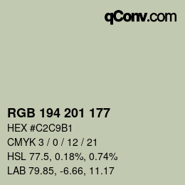 Color code: RGB 194 201 177 | qconv.com