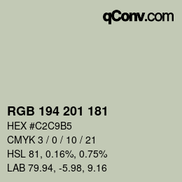 Color code: RGB 194 201 181 | qconv.com