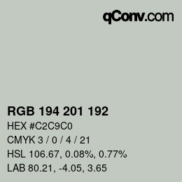 Color code: RGB 194 201 192 | qconv.com