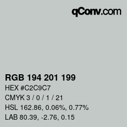 Color code: RGB 194 201 199 | qconv.com