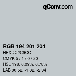 Color code: RGB 194 201 204 | qconv.com