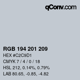 カラーコード: RGB 194 201 209 | qconv.com