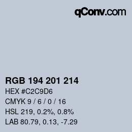 カラーコード: RGB 194 201 214 | qconv.com