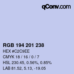 Color code: RGB 194 201 238 | qconv.com