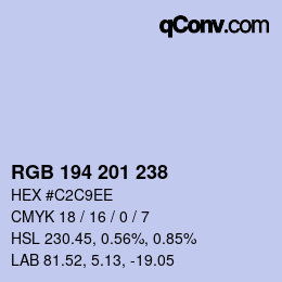 Código de color: RGB 194 201 238 | qconv.com